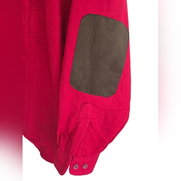L.L. Bean Men's Red Sportsman Button Up Chamois Shirt With Elbow Patches XL - Picture 3 of 6
